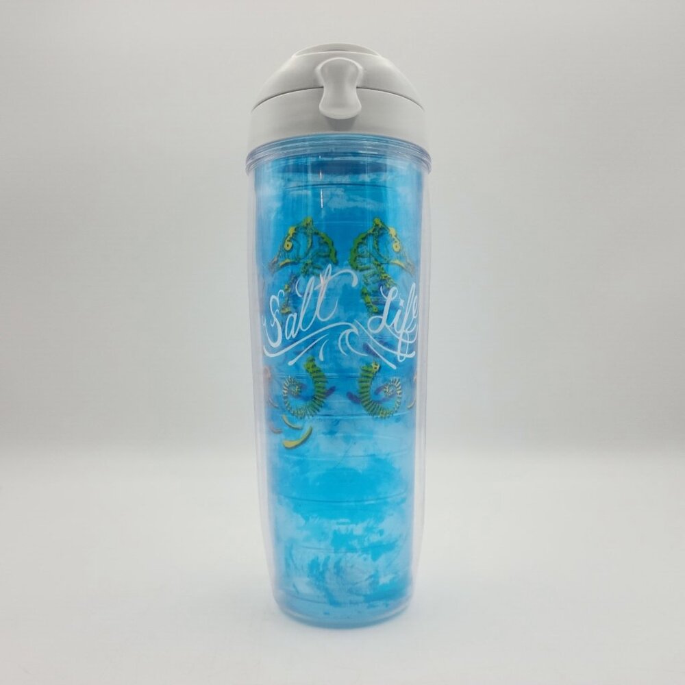 Tervis Salt Life Tumbler Cup 24 oz Fishing Transparent Blue Gray 11 in USA 2016